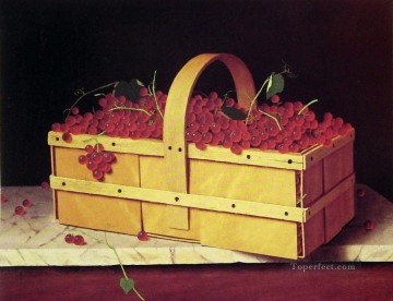  Cesta Arte - Una cesta de madera con uvas Catawba William Harnett bodegón